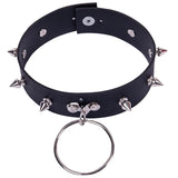 Gothic Dark Punk Woman Necklace Star Rivets Round Circle Choker