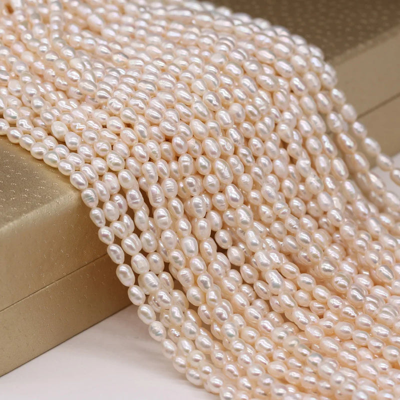 Natural Freshwater Pearl Rice Beads 3-3.5mm DIY Jewelry Accessories Gift