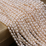Natural Freshwater Pearl Rice Beads 3-3.5mm DIY Jewelry Accessories Gift