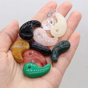2pcs Natural Stone Leaf-shaped Jewelry Pendant Making DIY Necklace Bracelet Gift