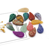 2pcs Natural Stone Leaf-shaped Jewelry Pendant Making DIY Necklace Bracelet Gift