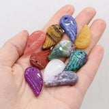 2pcs Natural Stone Leaf-shaped Jewelry Pendant Making DIY Necklace Bracelet Gift