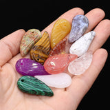 2pcs Natural Stone Leaf-shaped Jewelry Pendant Making DIY Necklace Bracelet Gift