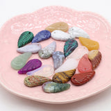 2pcs Natural Stone Leaf-shaped Jewelry Pendant Making DIY Necklace Bracelet Gift