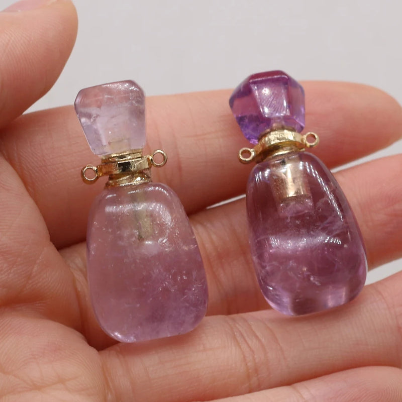 Amethyst Perfume Bottle Pendant for DIY Jewelry Gift