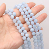 Aquamarine Round Faceted Beaded Ladies Chain for DIY Jewelry Making