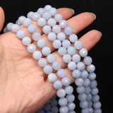 Aquamarine Round Faceted Beaded Ladies Chain for DIY Jewelry Making