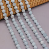Aquamarine Round Faceted Beaded Ladies Chain for DIY Jewelry Making