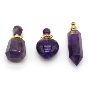 Amethyst Irregular Perfume Bottle Pendant for DIY Necklace