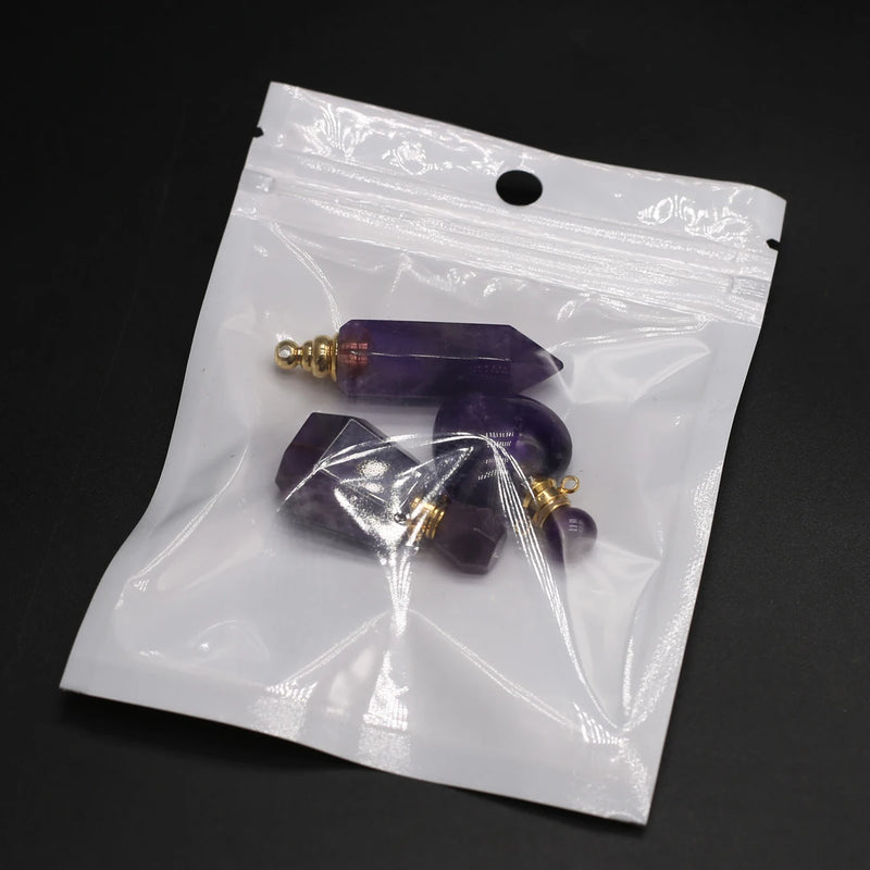 Amethyst Irregular Perfume Bottle Pendant for DIY Necklace