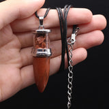 Natural Stone Bullet Rubble Pendant Clear Quartz Necklace