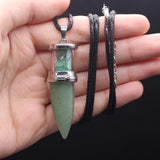 Natural Stone Bullet Rubble Pendant Clear Quartz Necklace