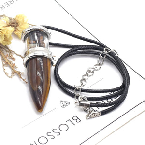 Natural Stone Bullet Rubble Pendant Clear Quartz Necklace
