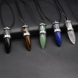 Natural Stone Bullet Rubble Pendant Clear Quartz Necklace
