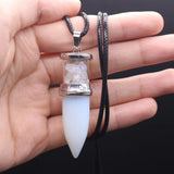 Natural Stone Bullet Rubble Pendant Clear Quartz Necklace