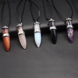 Natural Stone Bullet Rubble Pendant Clear Quartz Necklace