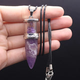 Natural Stone Bullet Rubble Pendant Clear Quartz Necklace