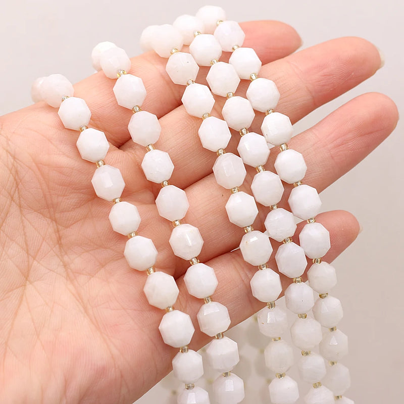 8mm Moonstone Round Faceted Bead DIY Necklace Bracelet Gift