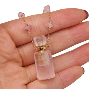 Natural Stone Semi-precious Stones Necklace, Powder Crystal Perfume Bottle