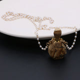 Picture Stone Perfume Bottle Pendant with Two Eye Pearl Chain