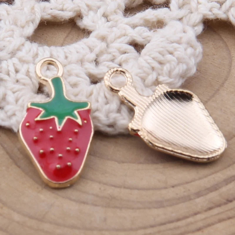 Alloy Strawberry Charms 20*10mm 100pcs for Jewelry Making DIY