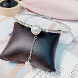 Crystal Rhinestone Choker Necklace with Simulated Pearl Bridal Accessory