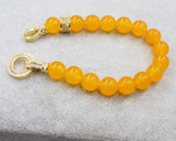 Yellow/Red Jade Round 10mm Bracelet 7.5 inch Beads Handcrafted