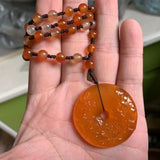 Yellow Agate Stone Pendant Natural Gemstone Necklace for Woman