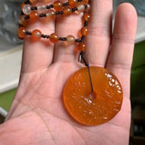 Yellow Agate Stone Pendant Natural Gemstone Necklace for Woman
