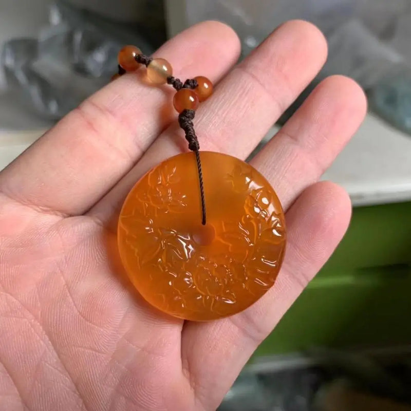 Yellow Agate Stone Pendant Natural Gemstone Necklace for Woman