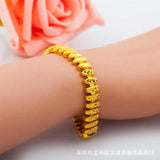 Yellow Carved Flower Women's Bracelet Short Chain Plated Bracelet