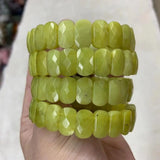 Yellow Lemon Jade Stone Beads Bracelet Natural Gemstone Jewelry Bangle