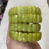 Yellow Lemon Jade Stone Beads Bracelet Natural Gemstone Jewelry Bangle