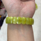 Yellow Lemon Jade Stone Beads Bracelet Natural Gemstone Jewelry Bangle