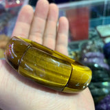 Yellow Tiger Eye Beads Bracelet Natural Gem Stone Bangle