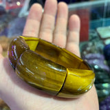 Yellow Tiger Eye Beads Bracelet Natural Gem Stone Bangle