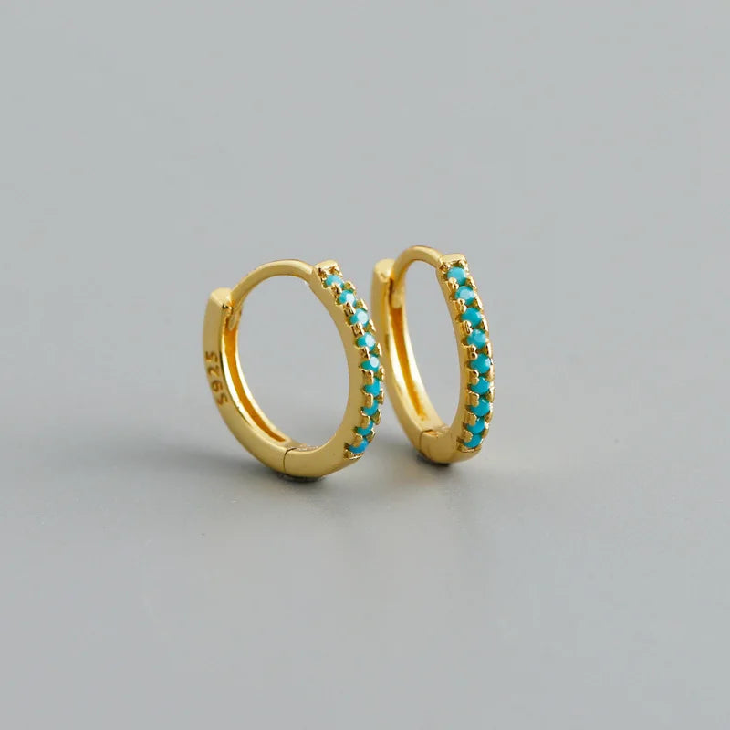 925 Silver Zircon Cross Hoop Earrings for Women