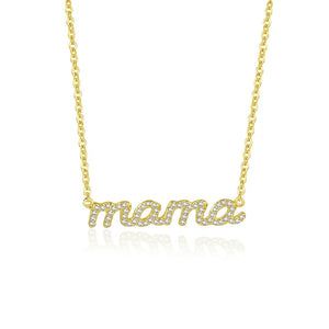 925 Silver Zircon Letter mama Pendant Necklace for Women