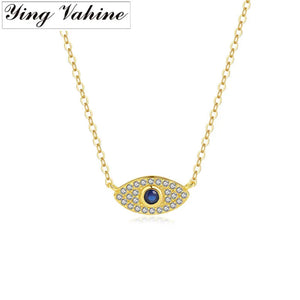 925 Silver Zircon Evil Eyes Pendant Necklaces for Women