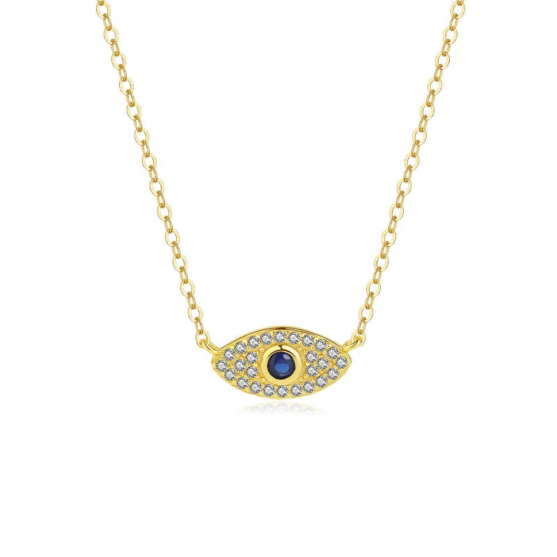925 Silver Zircon Evil Eyes Pendant Necklaces for Women
