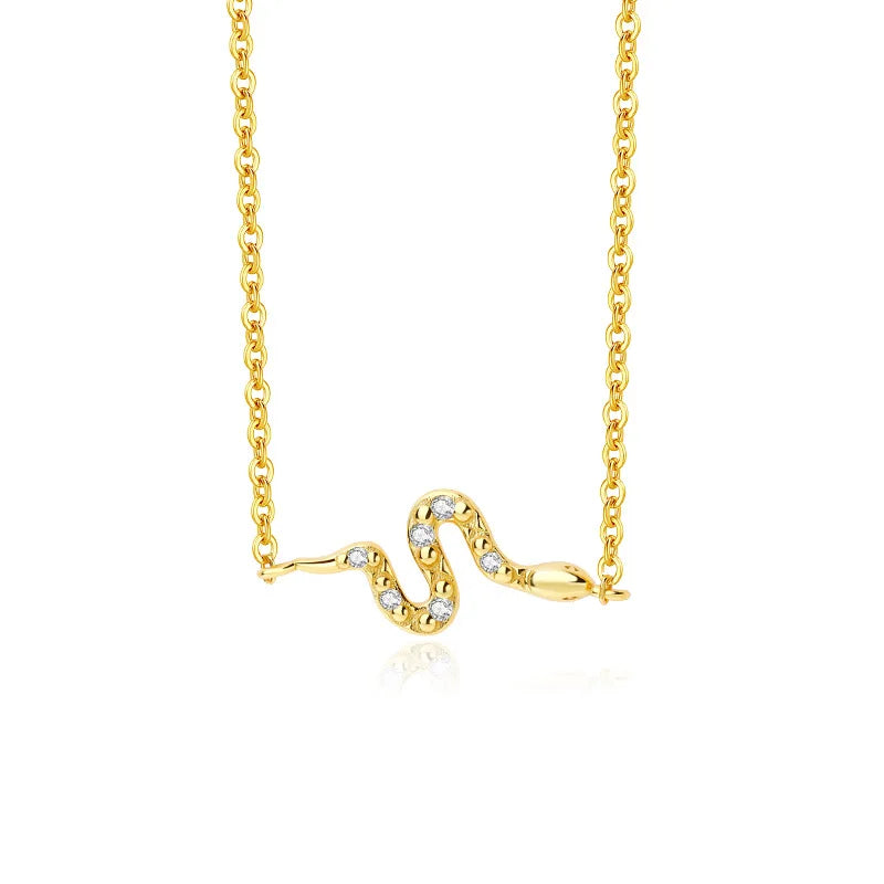925 Silver Snake Pendant Necklace Women Statement Jewelry
