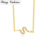 925 Silver Snake Pendant Necklace Women Statement Jewelry