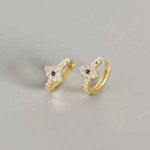 Sterling Silver Mini Zircon Evil Eye Stud Earrings
