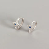 Sterling Silver Mini Zircon Evil Eye Stud Earrings