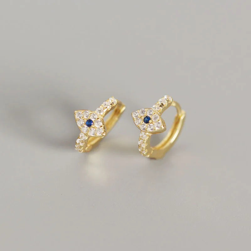 Sterling Silver Mini Zircon Evil Eye Stud Earrings