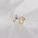 Sterling Silver Mini Zircon Evil Eye Stud Earrings