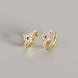 Sterling Silver Mini Zircon Evil Eye Stud Earrings