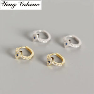 Sterling Silver Mini Zircon Evil Eye Stud Earrings