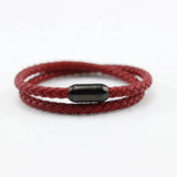 Yisheng Punk Men Jewelry Leather Bracelet Stainless Steel Magnetic Clasp Bangles