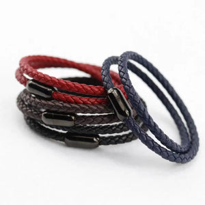 Yisheng Punk Men Jewelry Leather Bracelet Stainless Steel Magnetic Clasp Bangles